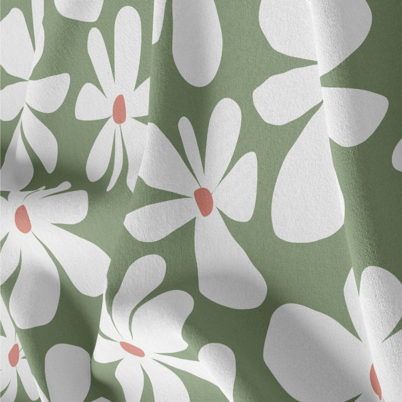 Printed Cotton BASILE Nettle / White
